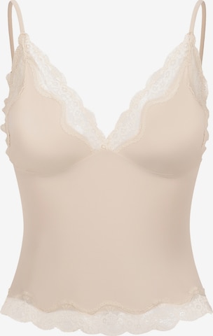 cfab (formerly creamy fabrics) Topp 'Deep Neck Lace Top' i beige: framsida
