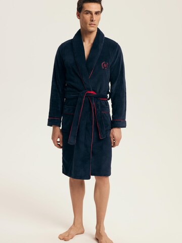 Henderson Bathrobe short 'Fleece-Bademantel mit Logoapplikation und Bindegürtel Got L' in Blue