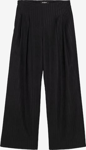 DesigualWide Leg/ Široke nogavice Hlače s naborima - crna boja: prednji dio
