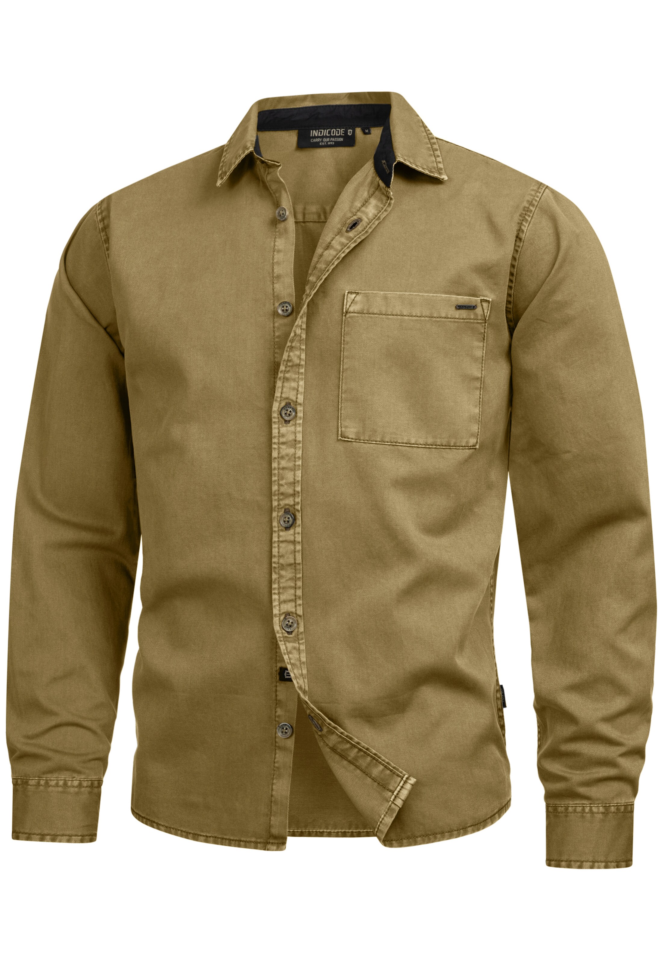 INDICODE JEANS Hemd 'Broidy' in Grün: Vorderseite