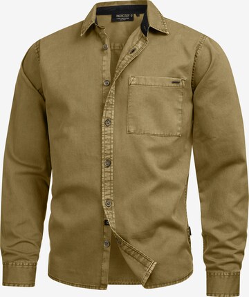 Coupe regular Chemise 'Broidy' INDICODE JEANS en vert : devant