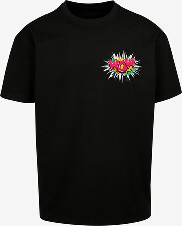 Merchcode T-Shirt 'WOW Comic' in Schwarz: Vorderseite