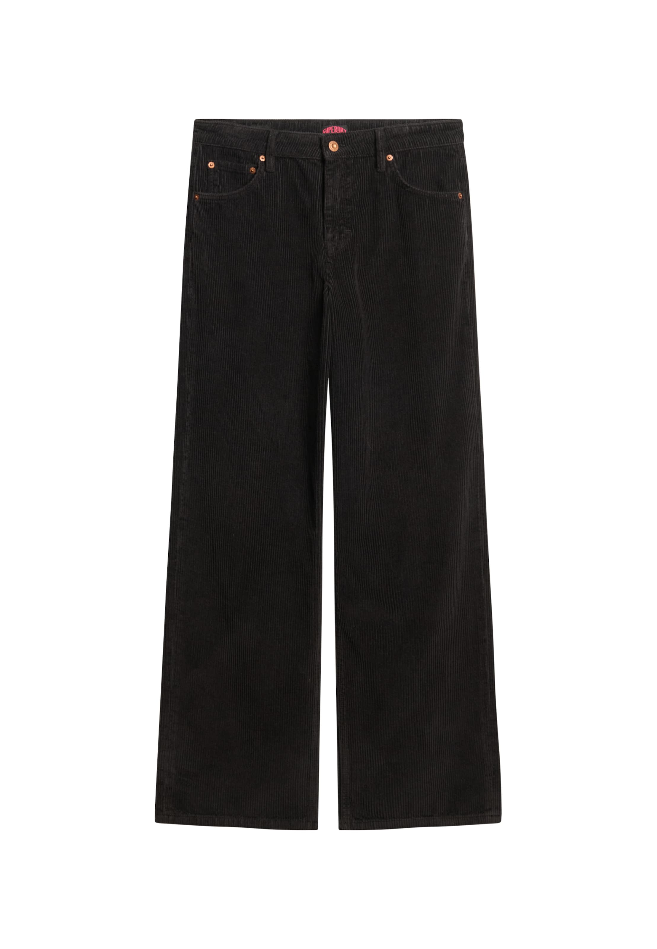 Superdry Широка кройка Панталон в черно: отпред