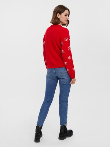 VERO MODA - Pullover 'SNOWMAN' em vermelho