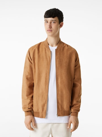 Bershka Between-Season Jacket in Brown: front