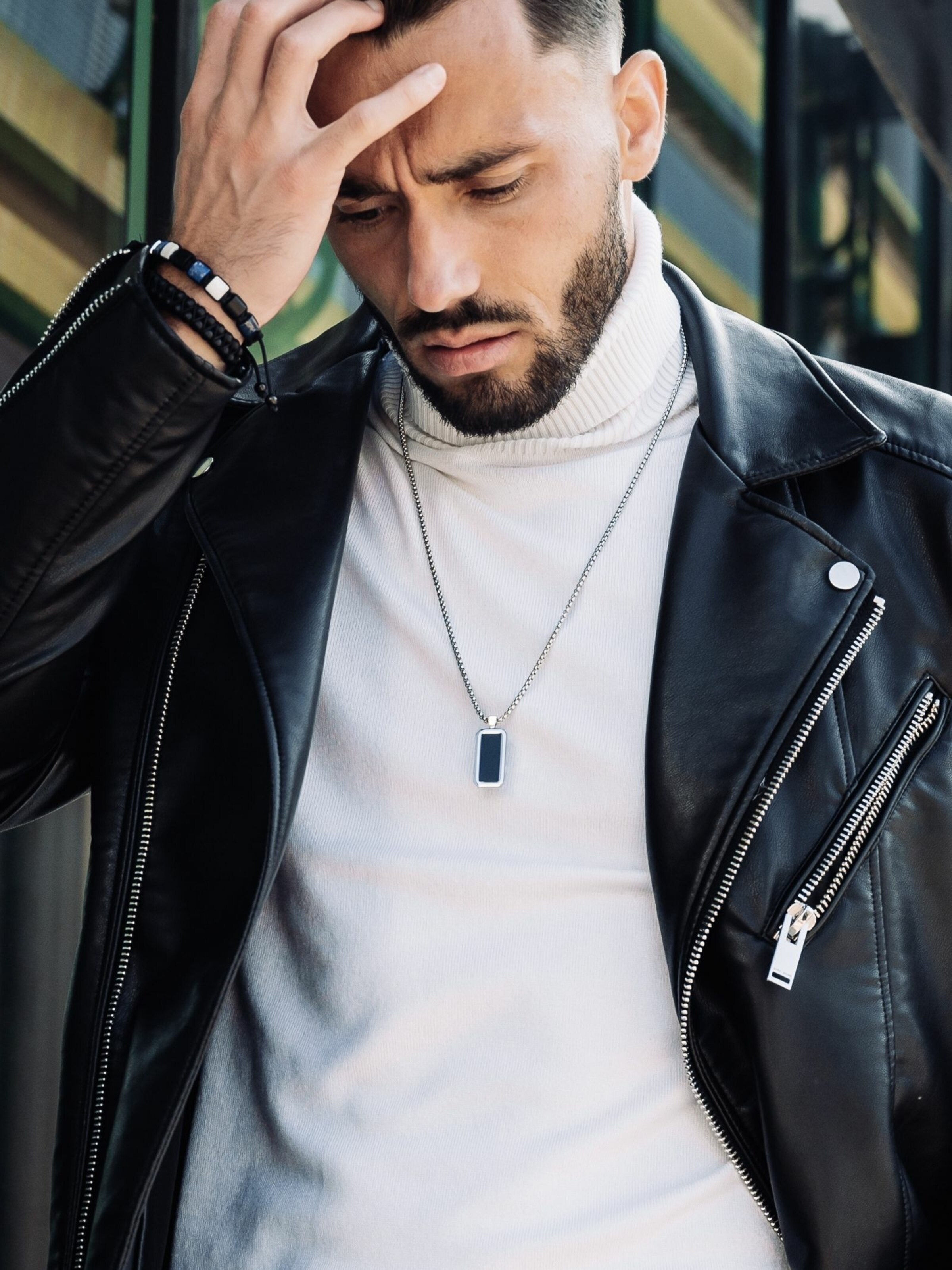 GT Collection Ketting 'Rectangle Pendant' in Zwart