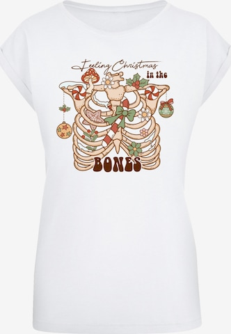 F4NT4STIC T-Shirt 'Feeling Christmas in the bones' in Weiß: Vorderseite