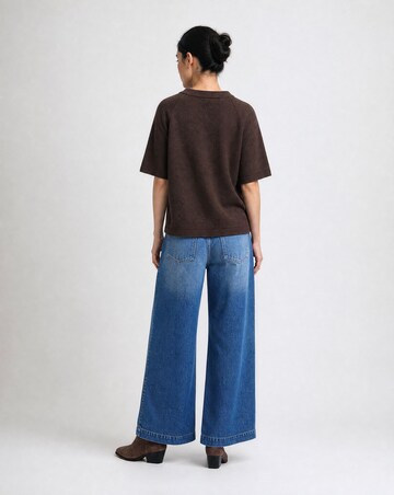 Smith&Soul Kurzarm-Pullover mit Schalkragen in Braun