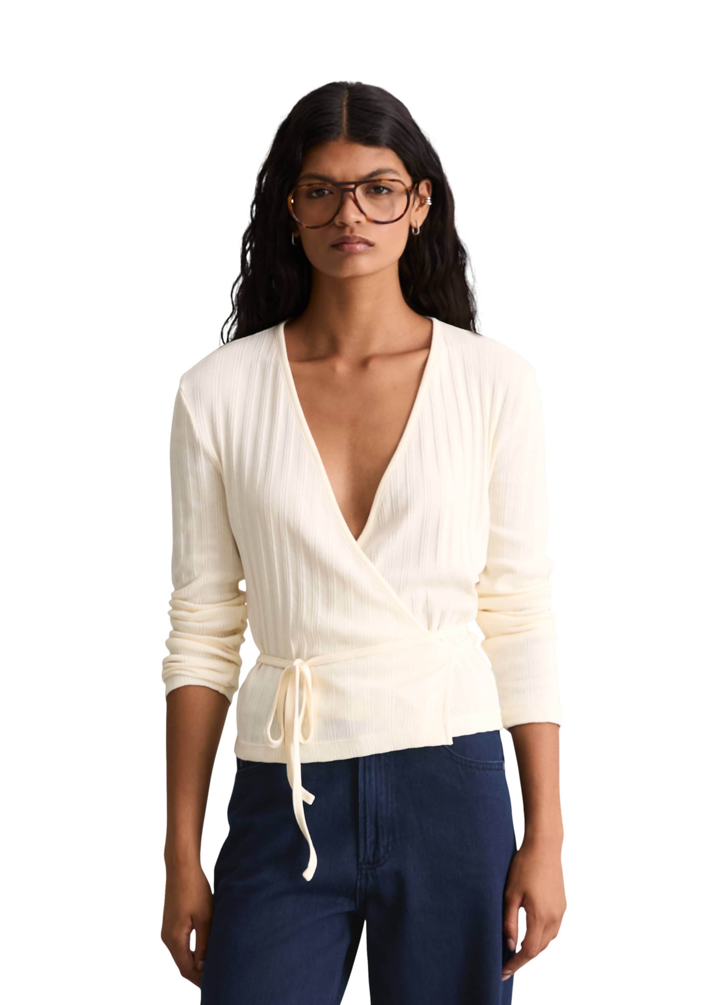 Marc O'Polo DENIM Strickjacke in Weiß: Vorderseite