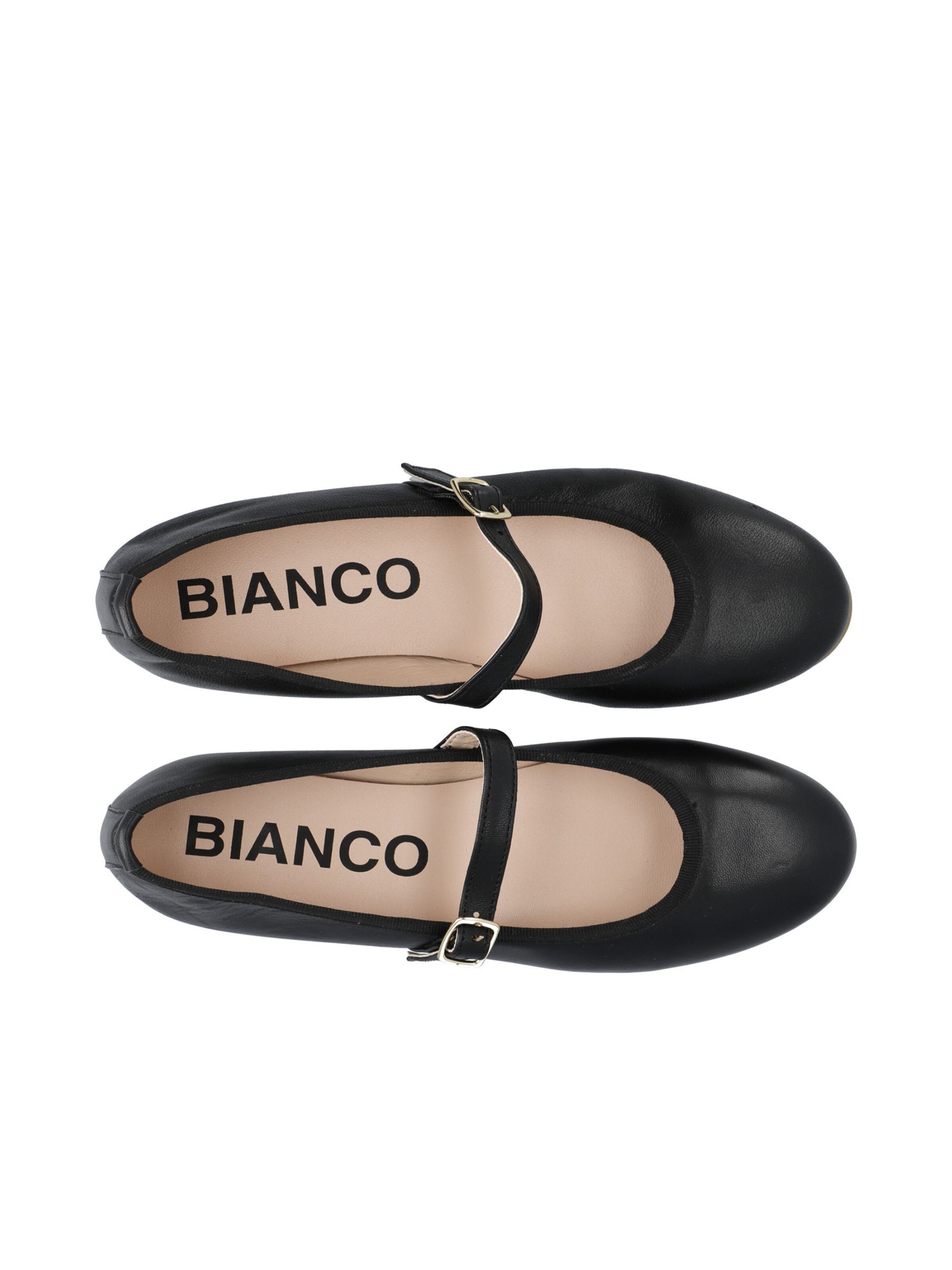 Bianco Ballerinasko med rem 'MADISON' i sort