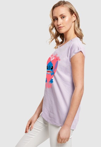 ABSOLUTE CULT T-Shirt 'Ladies Lilo And Stitch - Be My Valentines Love' in Lila