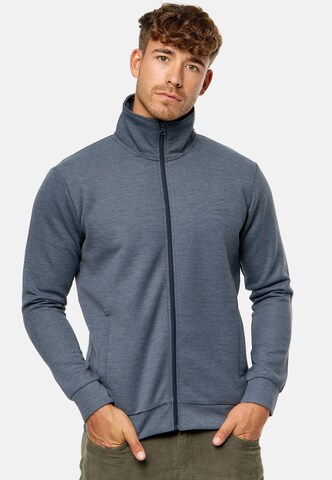 INDICODE JEANS Sweatvest 'Sharpis' in Blauw: voorkant