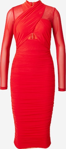 Robe de cocktail 'BAROL' Bardot en rouge : devant