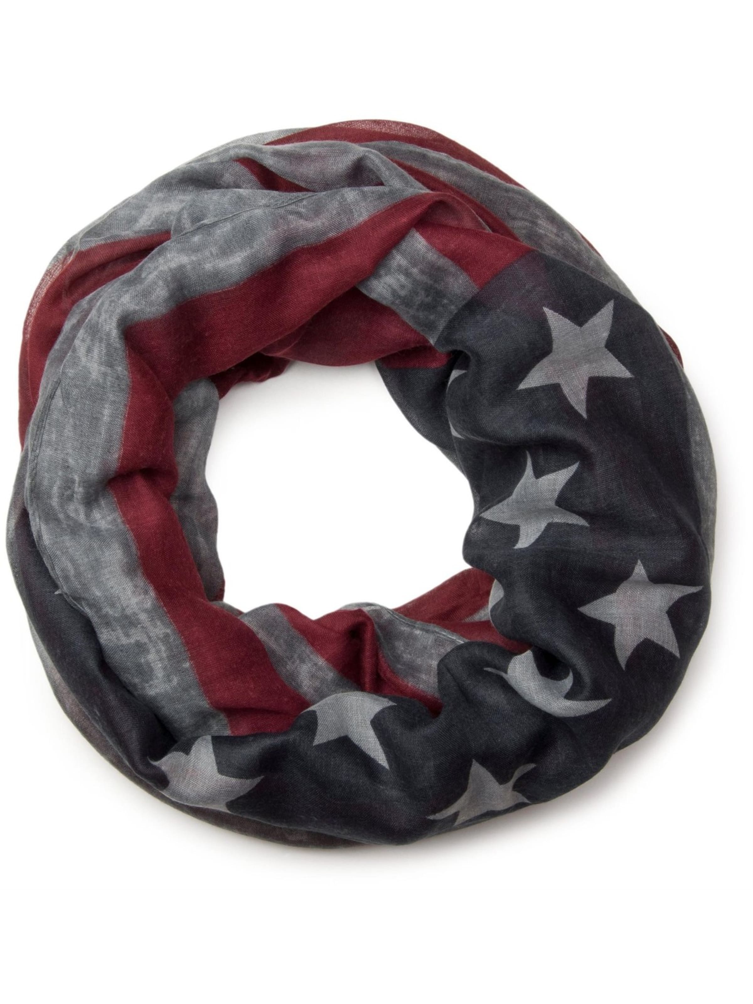 styleBREAKER Schlauchschal 'Loop im Vintage USA Flaggen Design'‌‌‌‌‌‌ in Grau: Vorderseite