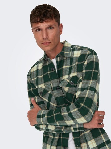 Only & Sons Regular fit Button Up Shirt 'Milo' in Green