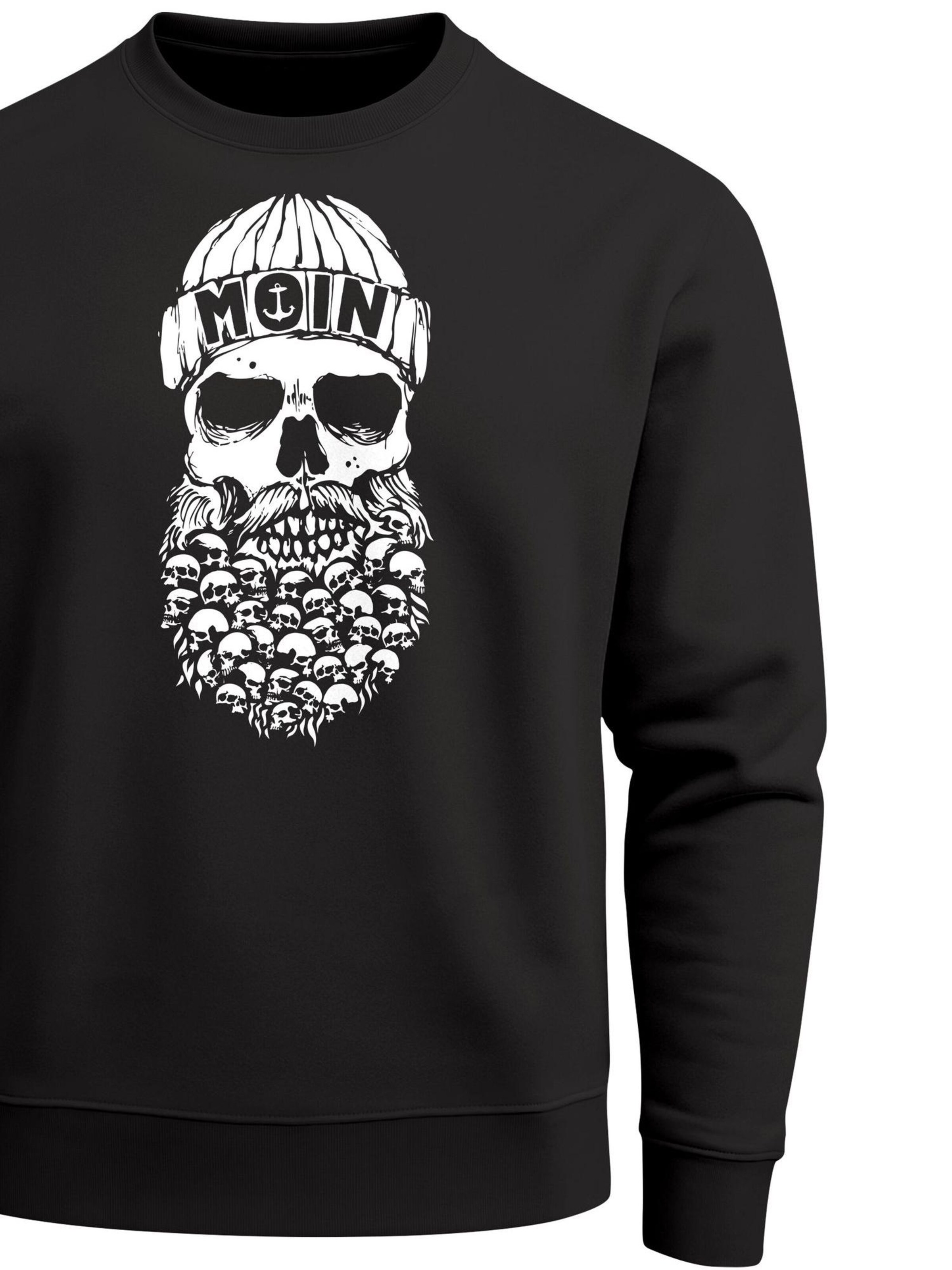 Neverless Sweatshirt 'Moin Skull' in Schwarz
