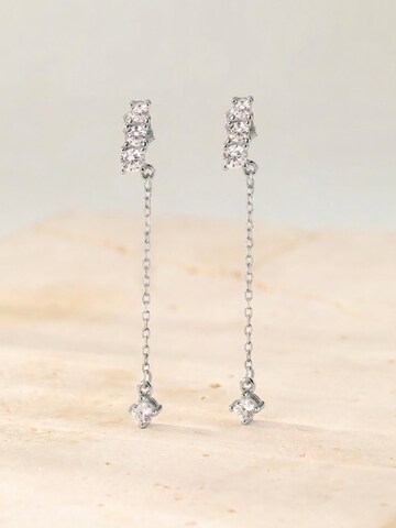 Hey Happiness - Pendientes 'Crystal Bar Dangle' en plata