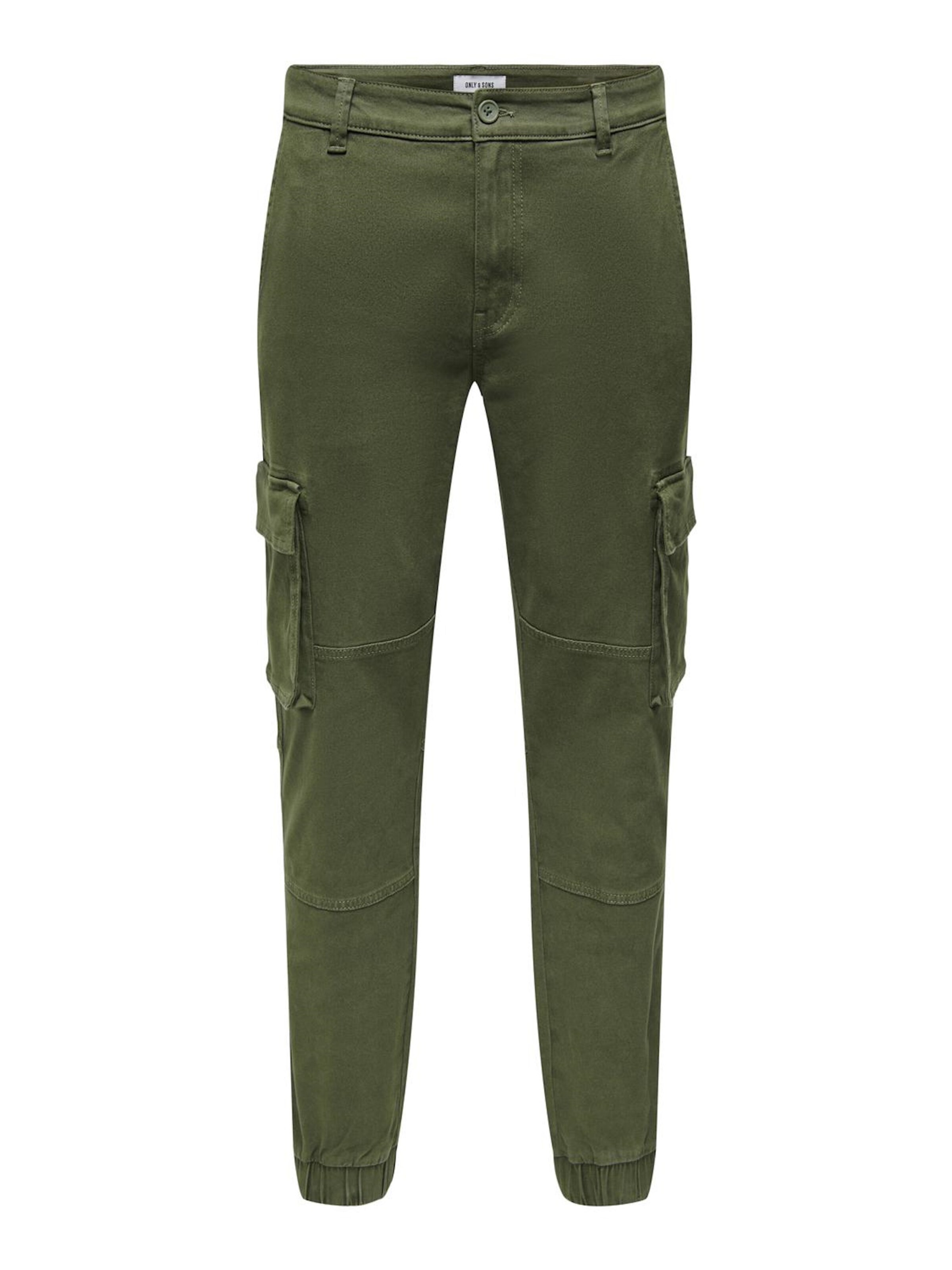 Only & Sons Tapered Cargobukser 'Calle' i grøn: forside