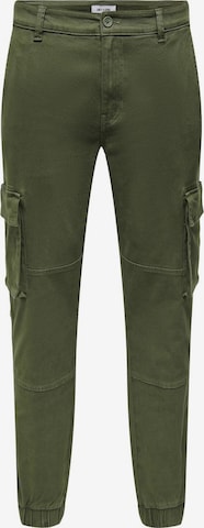 Tapered Pantaloni cargo 'Calle' di Only & Sons in verde: frontale