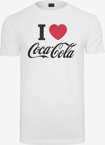Merchcode Shirt 'Coca Cola I Love Coke' in Wit: voorkant