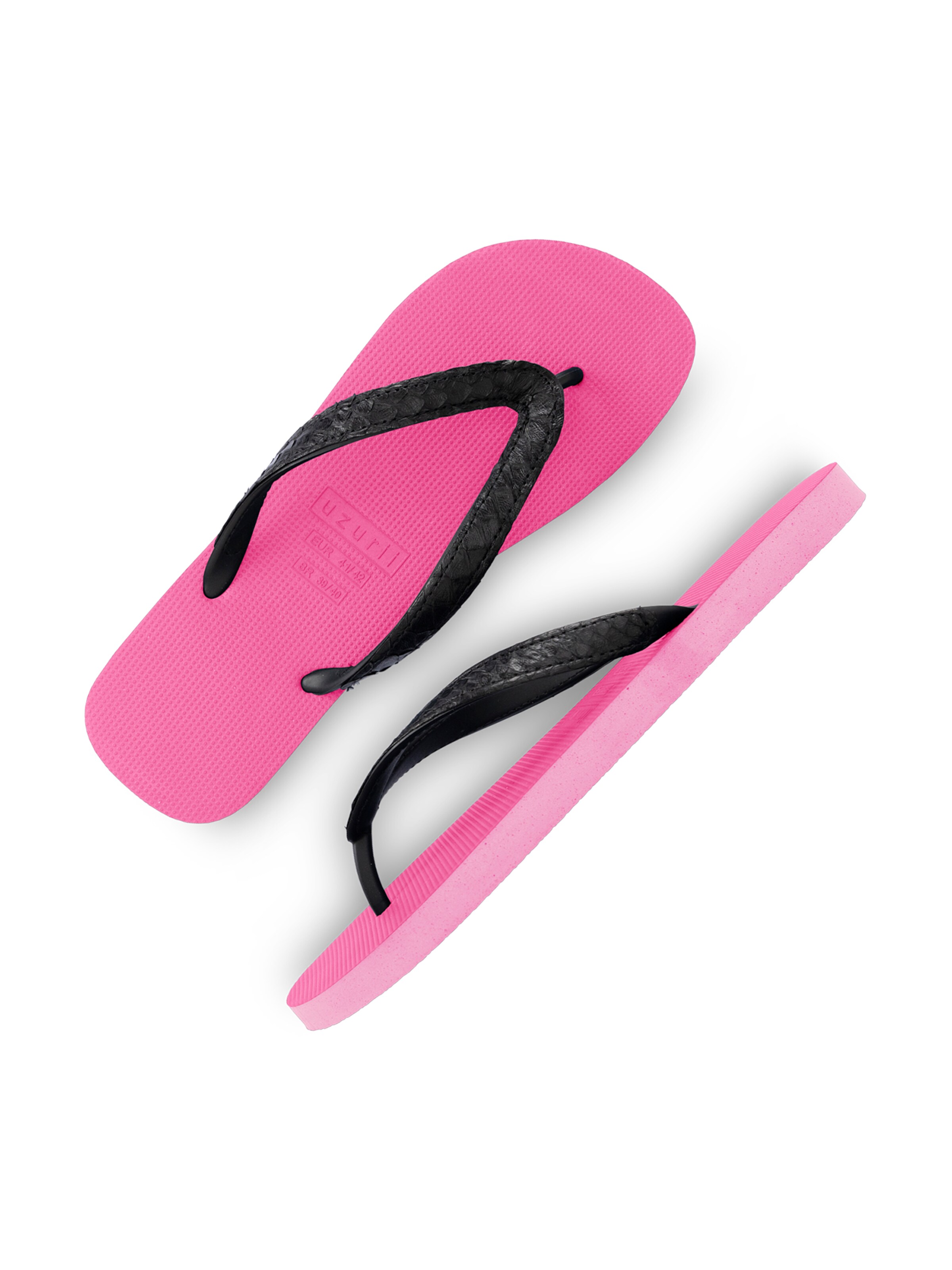 Uzurii Luxury Footwear T-Bar Sandals 'Python' in Pink