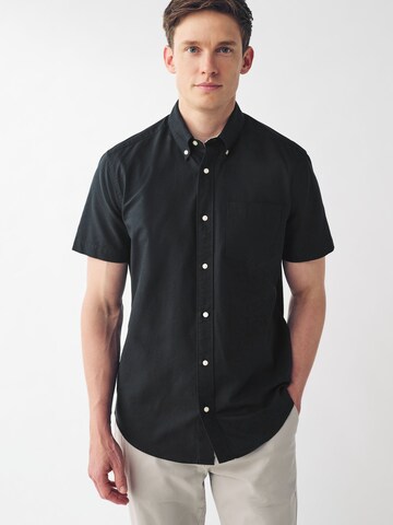 Next Regular fit Button Up Shirt 'Oxford' in Black: front