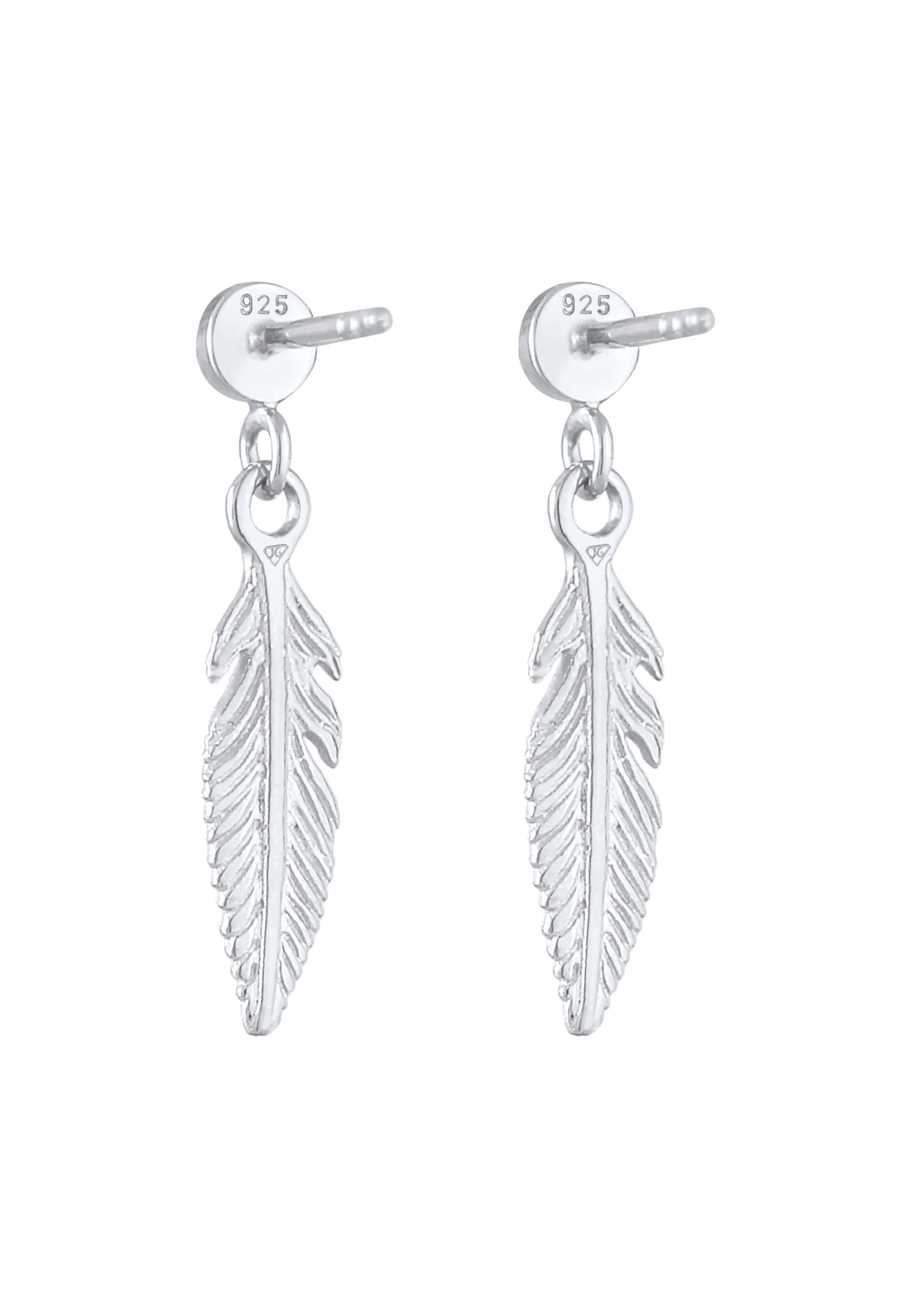 ELLI Ohrringe Boho, Feder in Silber