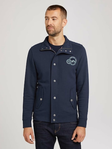 TOM TAILOR Zip-Up Hoodie in Blue: front