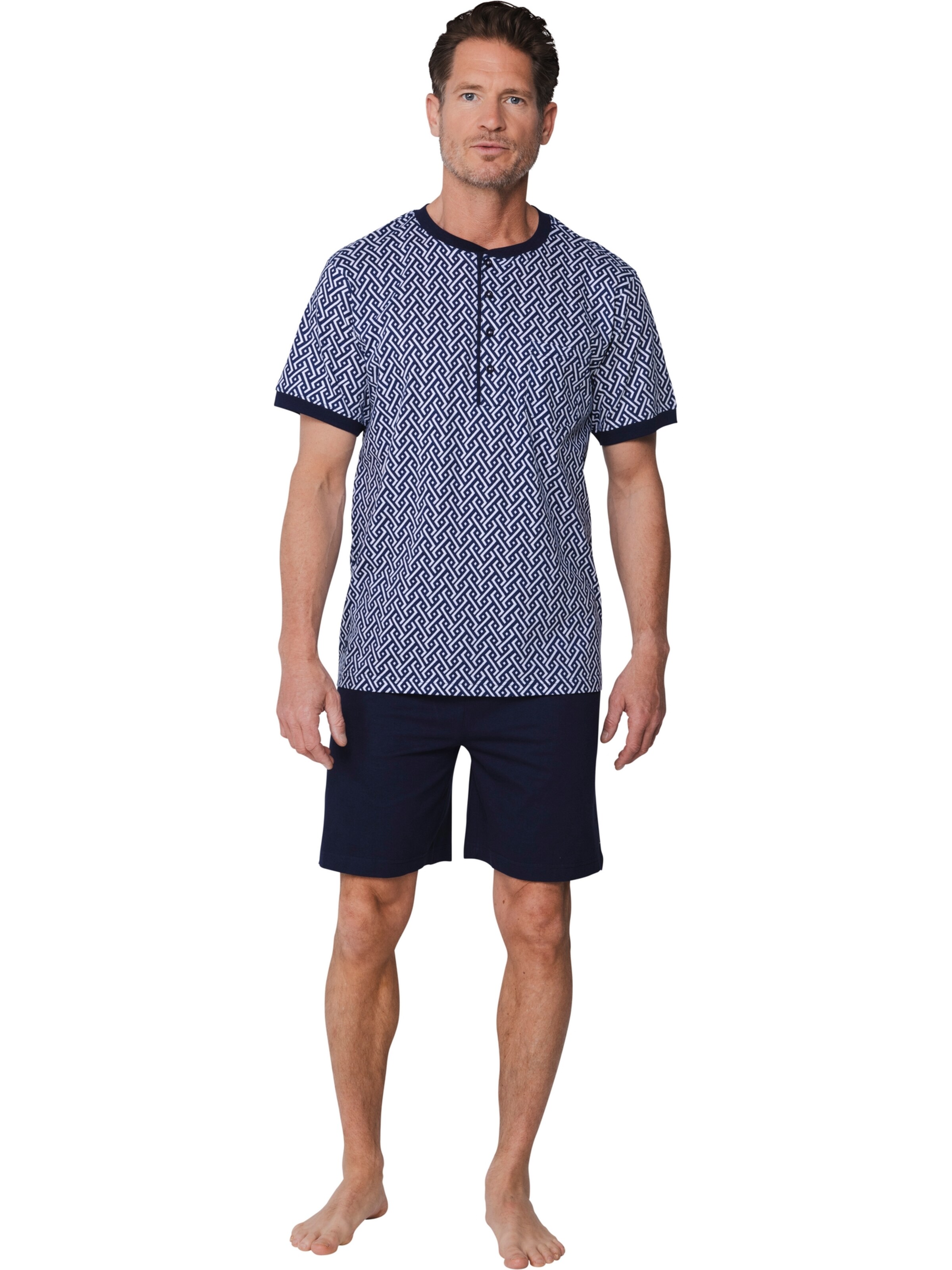 Pyjama court 'Shortama with buttons' Pastunette en bleu : devant