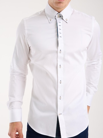 Slim fit Camicia 'Roma Iconic Satin Man Shirt Grey' di 7Camicie in bianco
