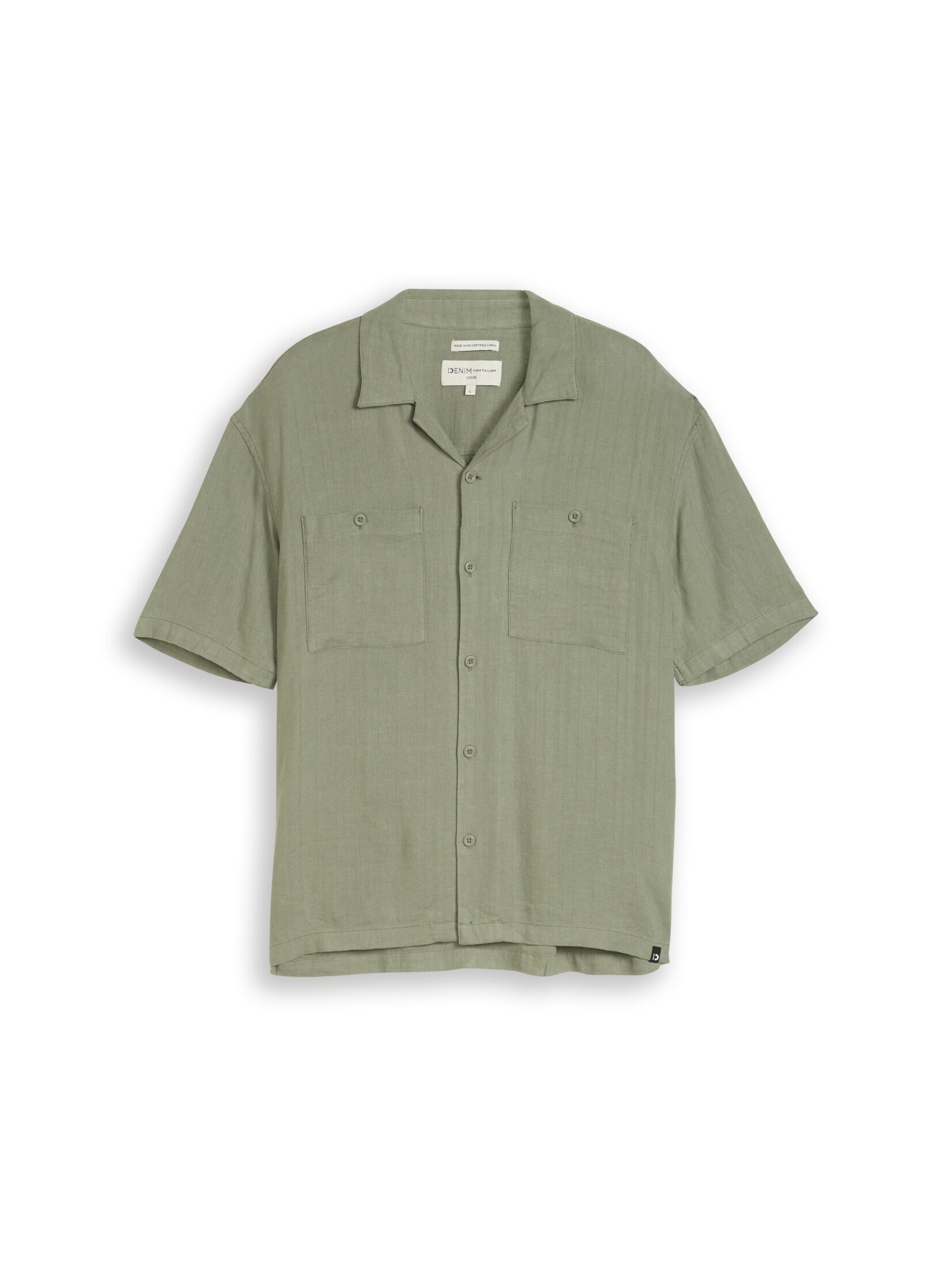 TOM TAILOR DENIM Comfort fit Button Up Shirt in Green: front