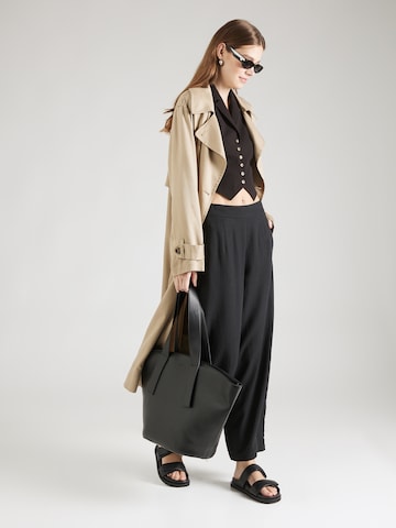 UNITED COLORS OF BENETTONWide Leg/ Široke nogavice Hlače - crna boja