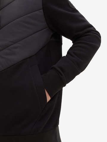 TOM TAILOR Zip-Up Hoodie in Black