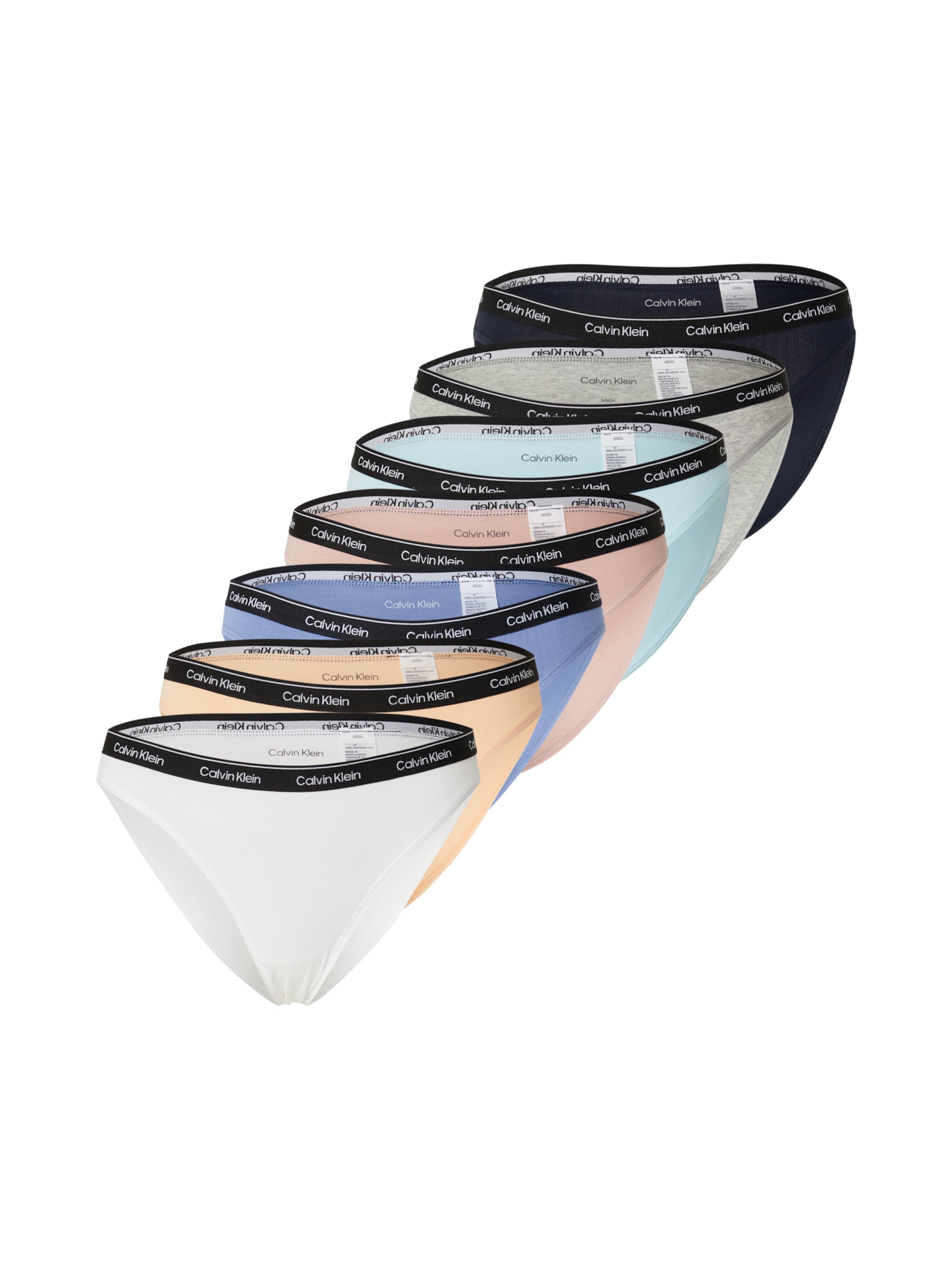 Calvin Klein Underwear Slip en S en bleu marine / bleu roi / bleu pastel / gris clair / abricot / orange clair / blanc, Vue avec produit