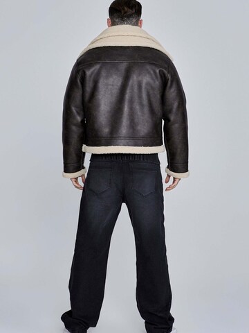 SikSilk Winter Jacket 'Aviator Jacket' in Brown