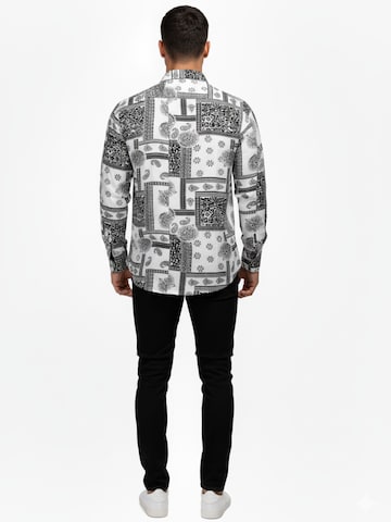 Radwa Regular fit Button Up Shirt 'Men's Viscose multicolor pattern shirt' in White