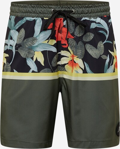 QUIKSILVER Shorts de bain 'OCEANMADE DIVISION' en jaune / kaki / vert pastel / rouge, Vue avec produit