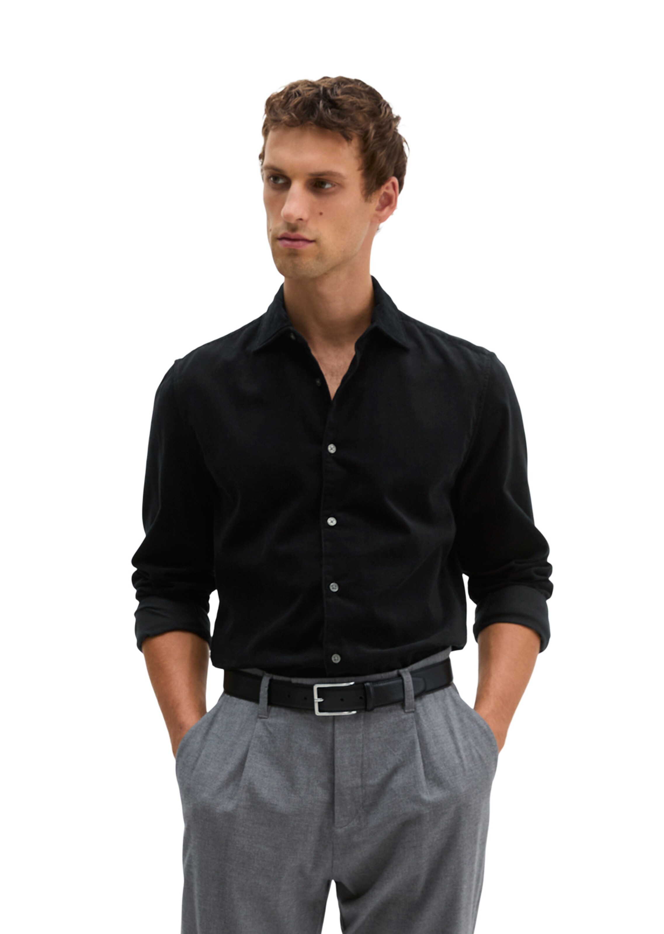 Marc O'Polo Regular fit Button Up Shirt in Black: front