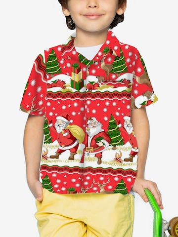 King Kameha Hemd 'Christmas Border Print' in Rot: Vorderseite