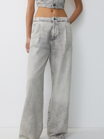 Pull&Bear Wide Leg Jeans in Grau: Vorderseite