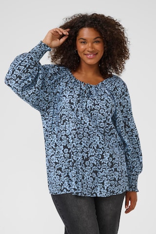 KAFFE CURVE Bluse i blå: forside