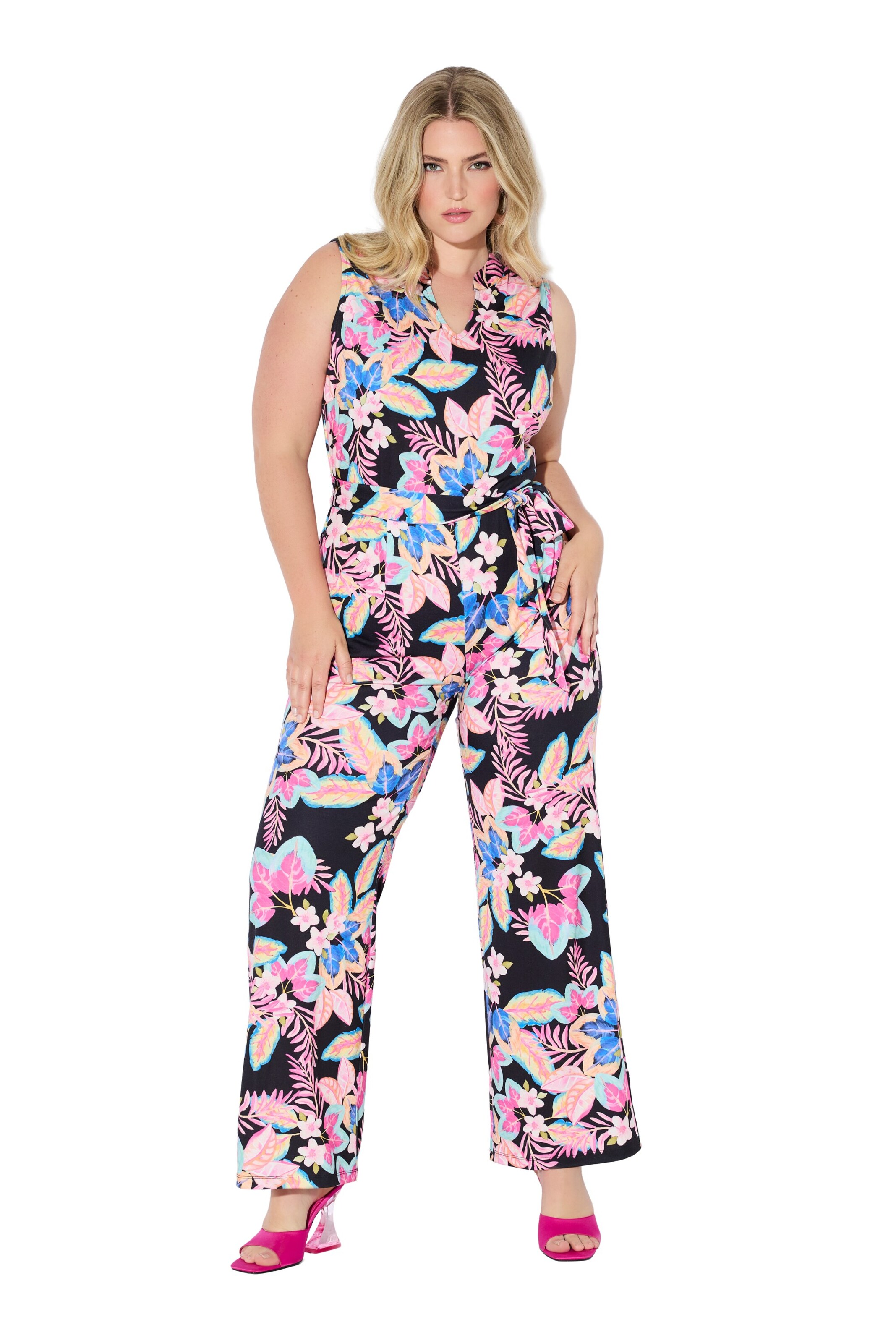 Ulla Popken Jumpsuit in Zwart: voorkant