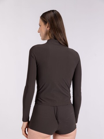 WALLIEN T-shirt Swimsuit 'Rash Guard' in Brown