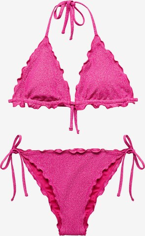 MANGO TEEN Trojúhelníková Bikiny – pink: přední strana