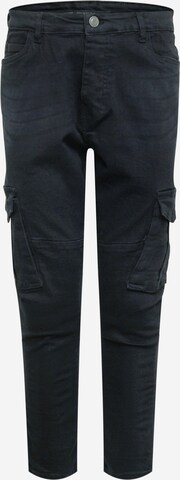 BRAVE SOUL Tapered Cargo Pants in Black: front