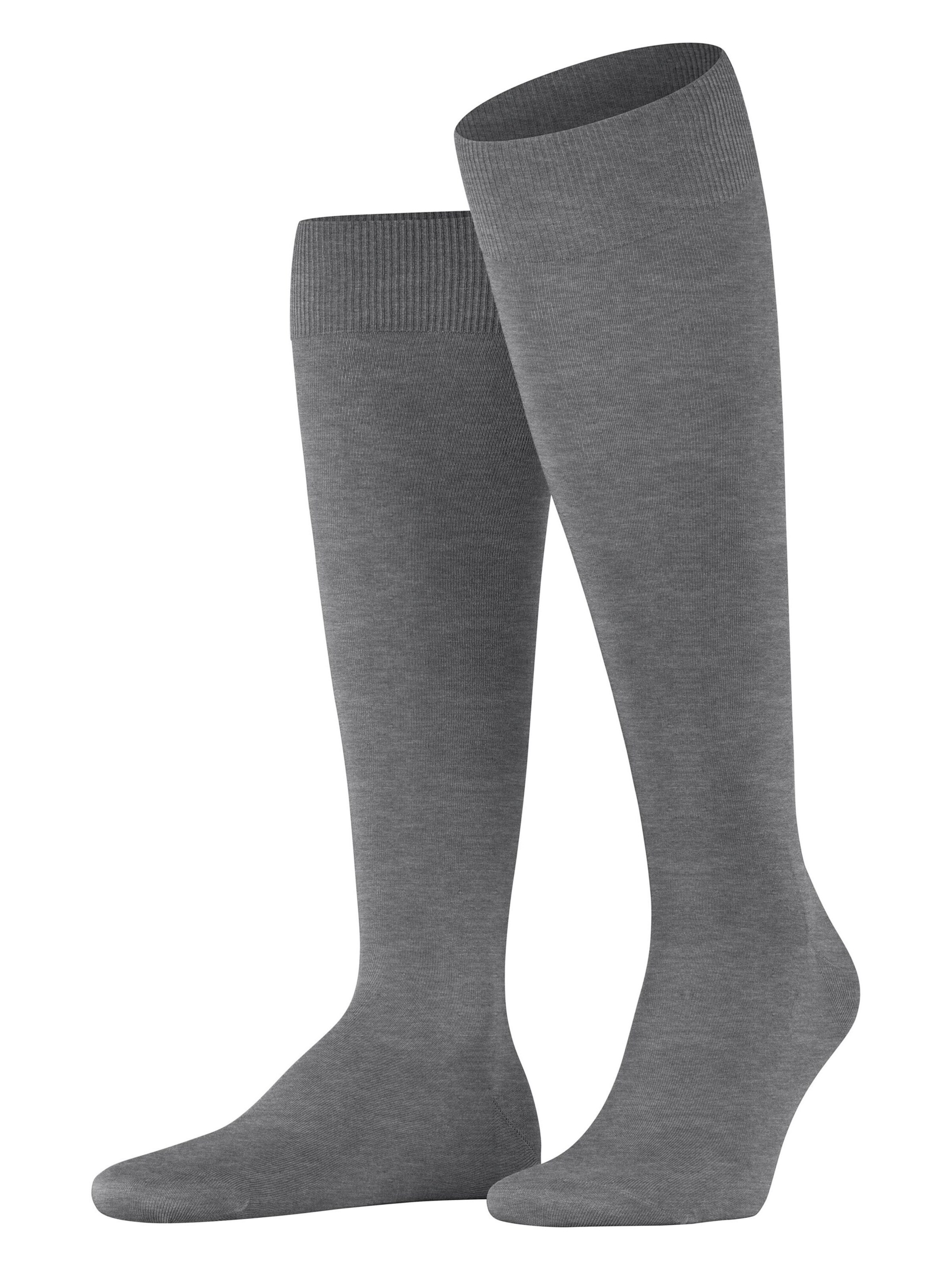 FALKE Knee High Socks 'ClimaWool' in Grey: front