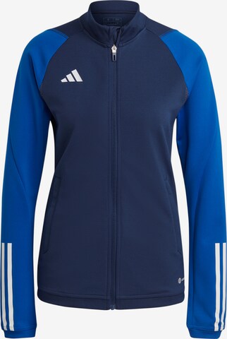 ADIDAS PERFORMANCE Athletic Zip-Up Hoodie 'Tiro 23' in Blue: front