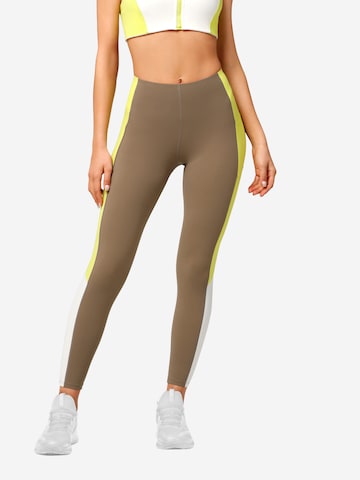 Yvette Sports Skinny Workout Pants 'Carly' in Brown: front