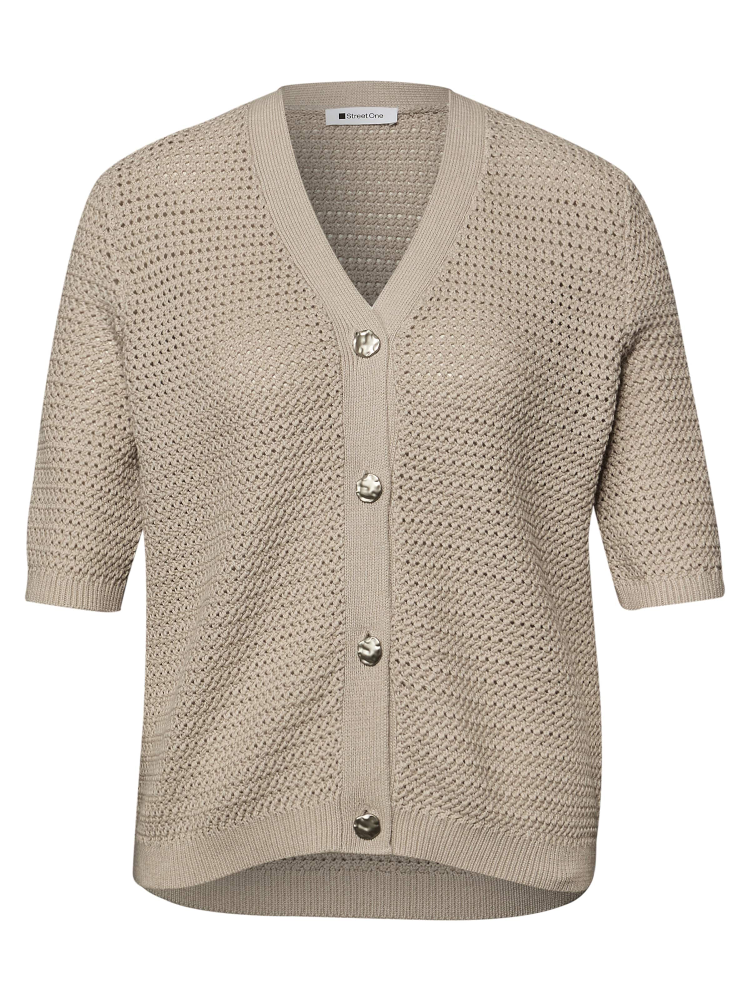 STREET ONE Вязаная кофта в Бежевый: спереди