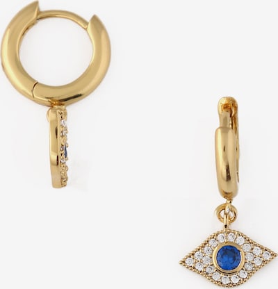 Orelia Ohrringe 'Evil Eye' in blau / gold / transparent, Produktansicht